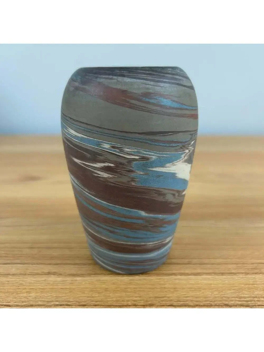Niloak Art Pottery 1920s Brown Blue Mission Swirl Arts And Crafts Vase 4.5